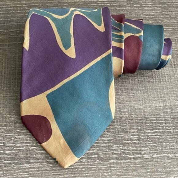 VINTAGE Pierre Balmain Paris Neck Tie 100% Italian Silk Abstract Print 64" Long - Picture 1 of 6